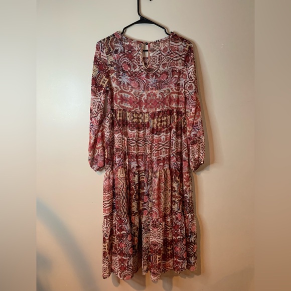 Knox Rose Multicolor Long Sleeve Embroidered Sheer Midi Dress EUC - Picture 6 of 7